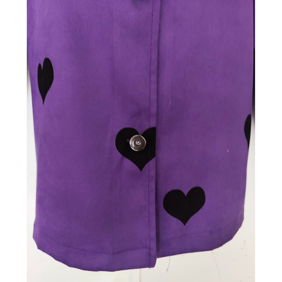 Shein Curve Button Down Shirt Jacket Purple Black Hearts Plus Size 3XL - Picture 6 of 10